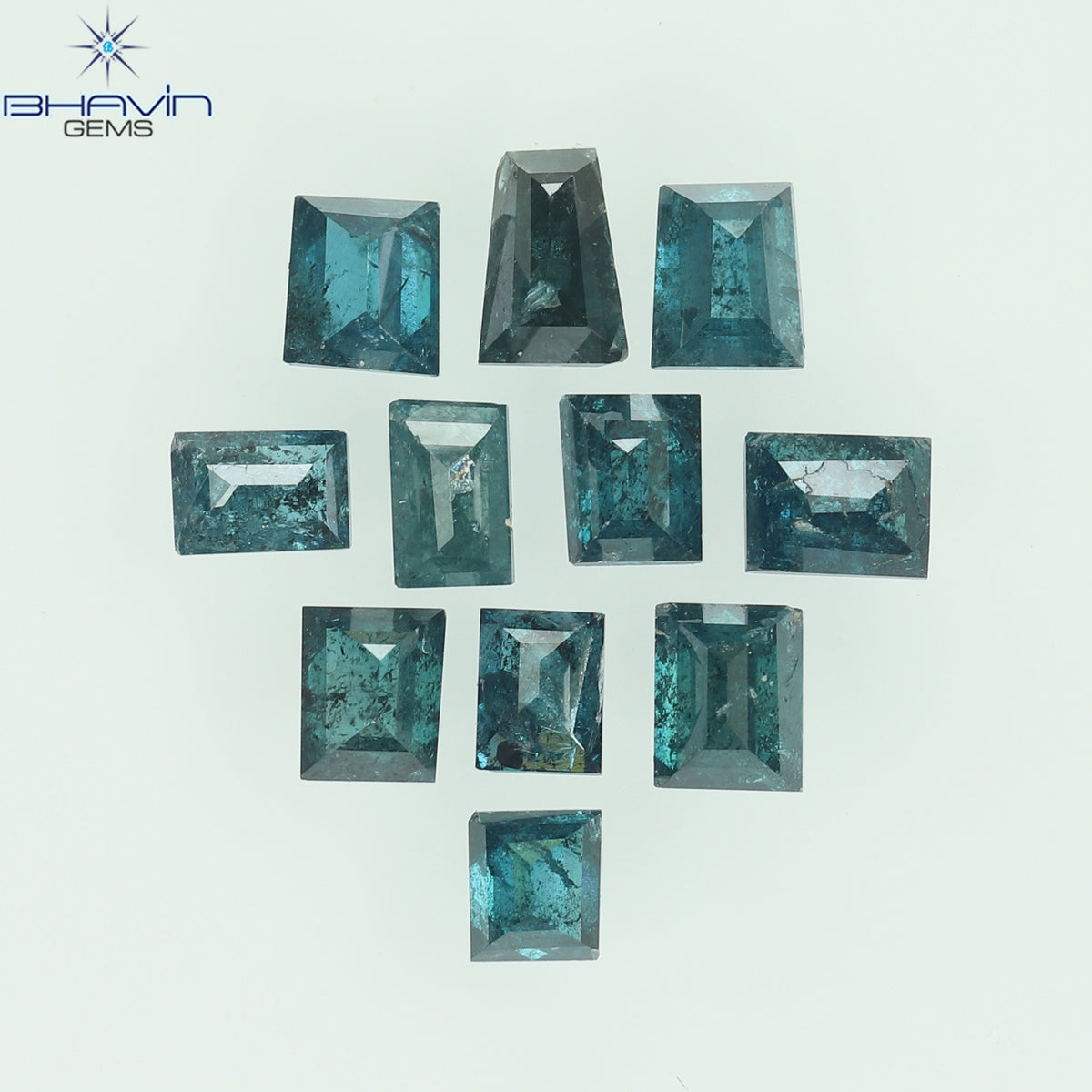 1.32 CT/11 Pcs Natural Baguette Diamond Enhanced Blue Color Clarity I3 (3.80 MM)