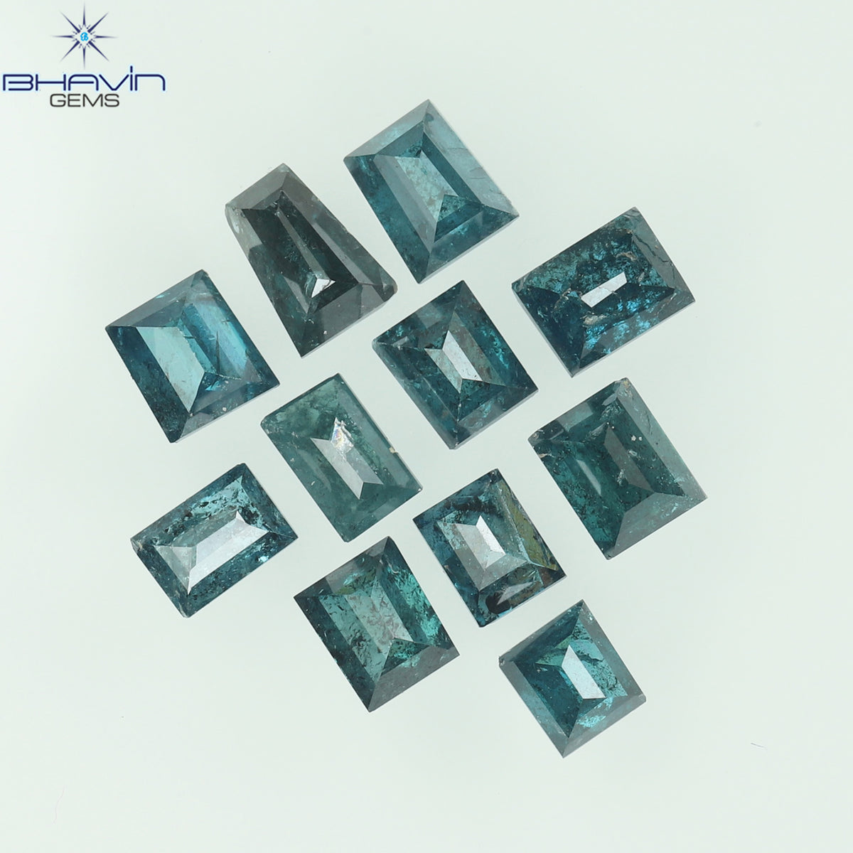 1.32 CT/11 Pcs Natural Baguette Diamond Enhanced Blue Color Clarity I3 (3.80 MM)