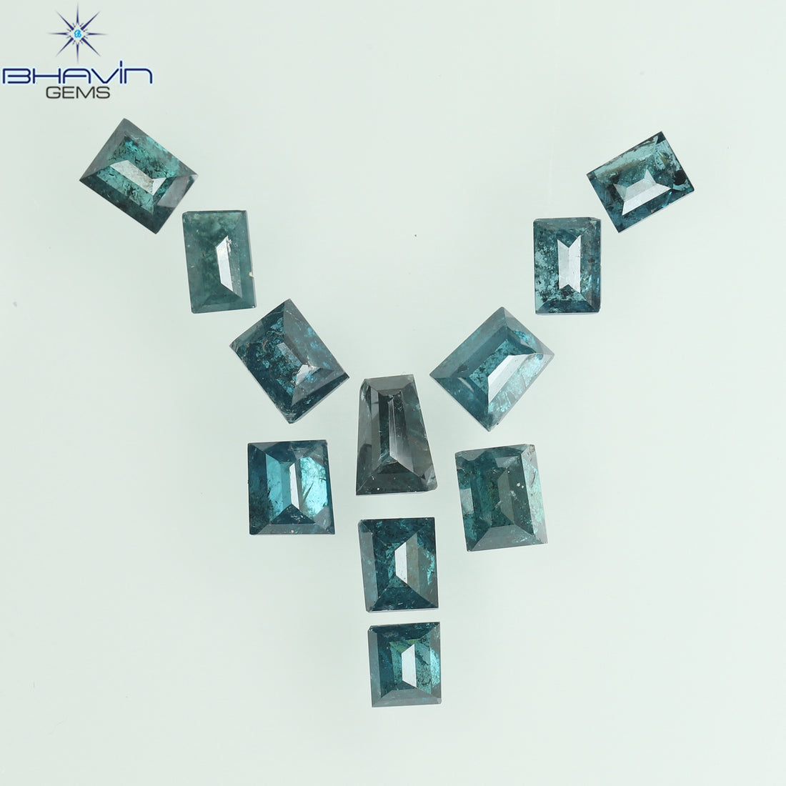 1.32 CT/11 Pcs Natural Baguette Diamond Enhanced Blue Color Clarity I3 (3.80 MM)