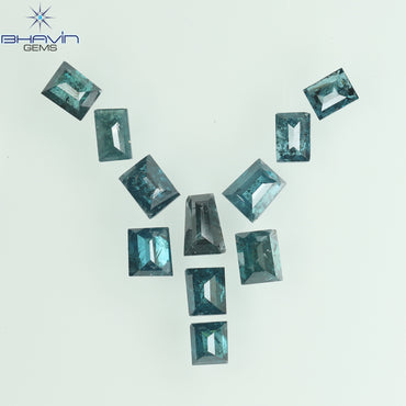 1.32 CT/11 Pcs Natural Baguette Diamond Enhanced Blue Color Clarity I3 (3.80 MM)