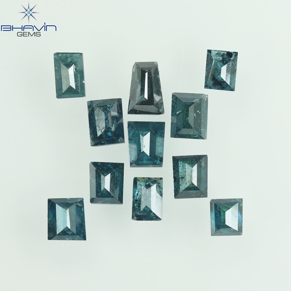 1.32 CT/11 Pcs Natural Baguette Diamond Enhanced Blue Color Clarity I3 (3.80 MM)
