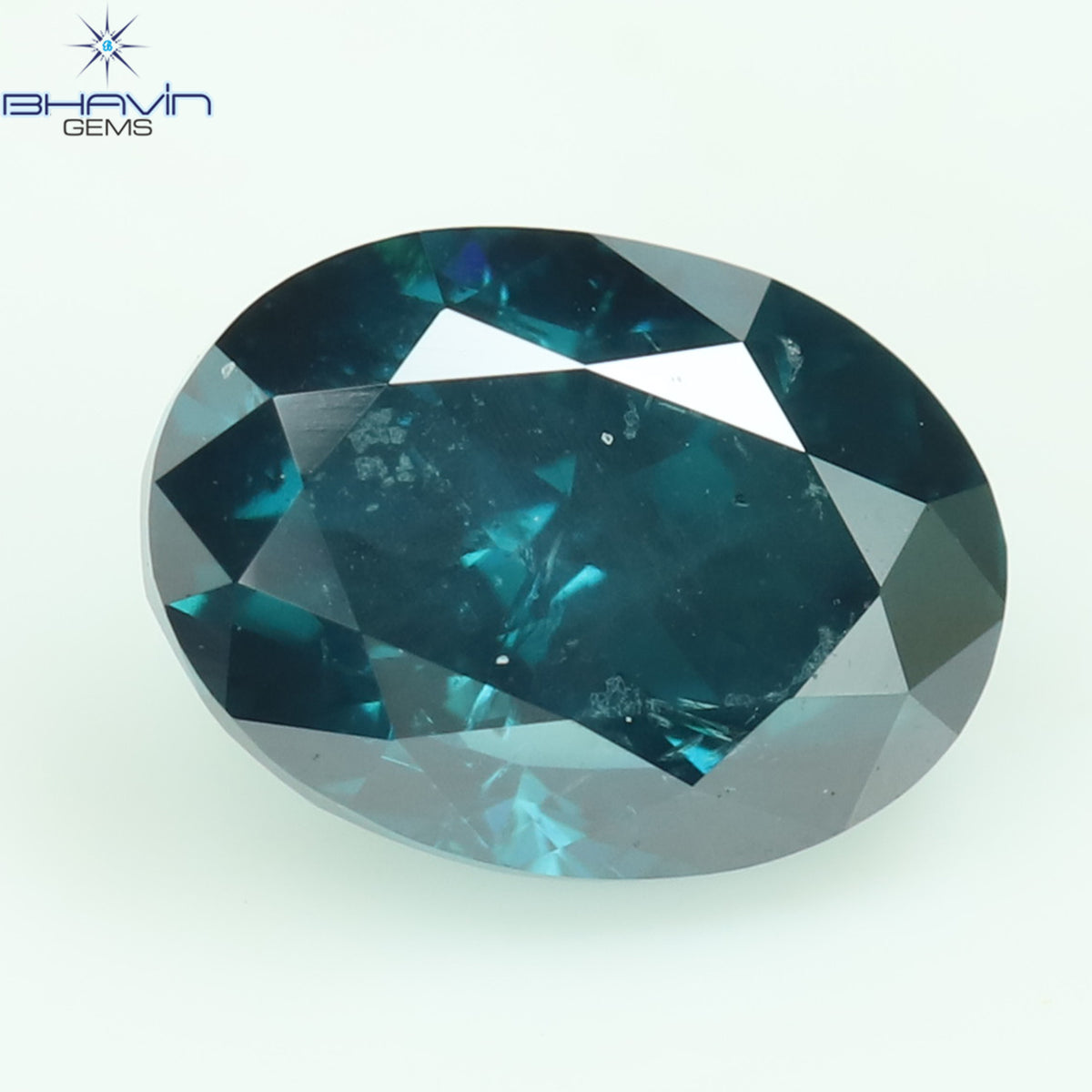 0.52 CT Natural Oval Diamond Enhanced Greenish Blue Color Clarity SI2 (5.40 MM)