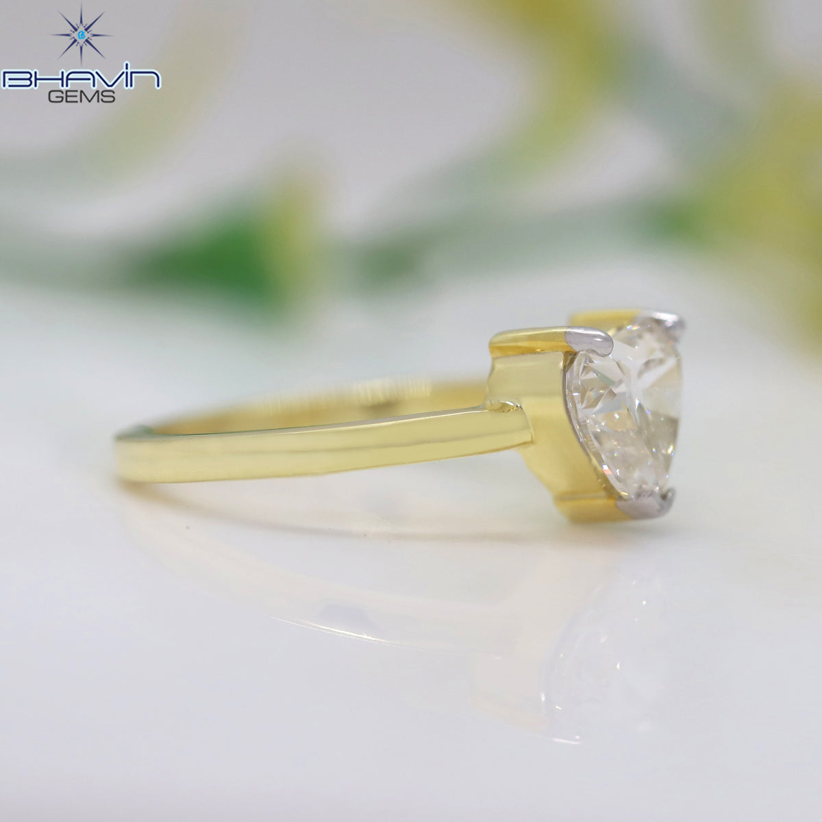 Natural Heart Diamond Engagement Ring in Solid Gold