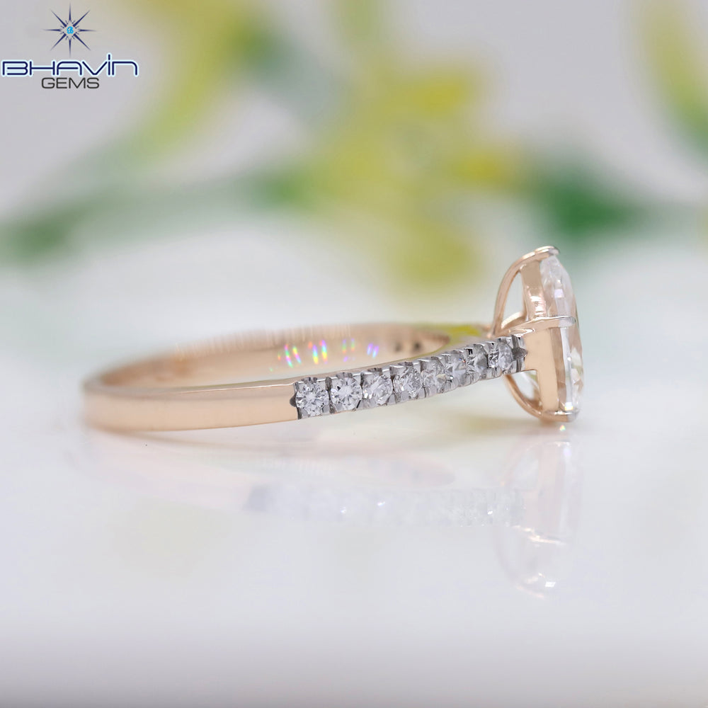 Pear Diamond Enhanced White (F) Color Gold Ring Engagement Ring