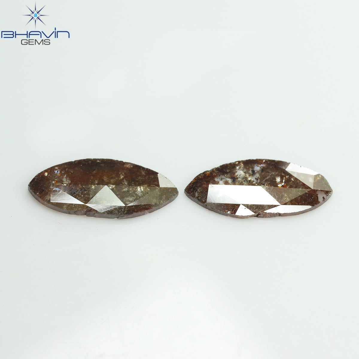2.26 CT/2 Pcs Natural Marquise Slice Diamond Brown Color Clarity I3 (14.66 MM)