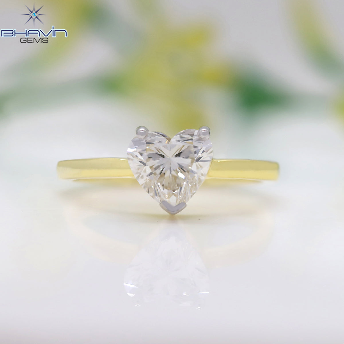 Natural Heart Diamond Engagement Ring in Solid Gold