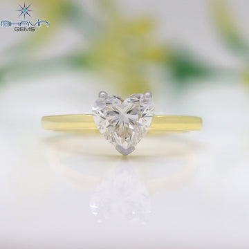 Natural Heart Diamond Engagement Ring in Solid Gold