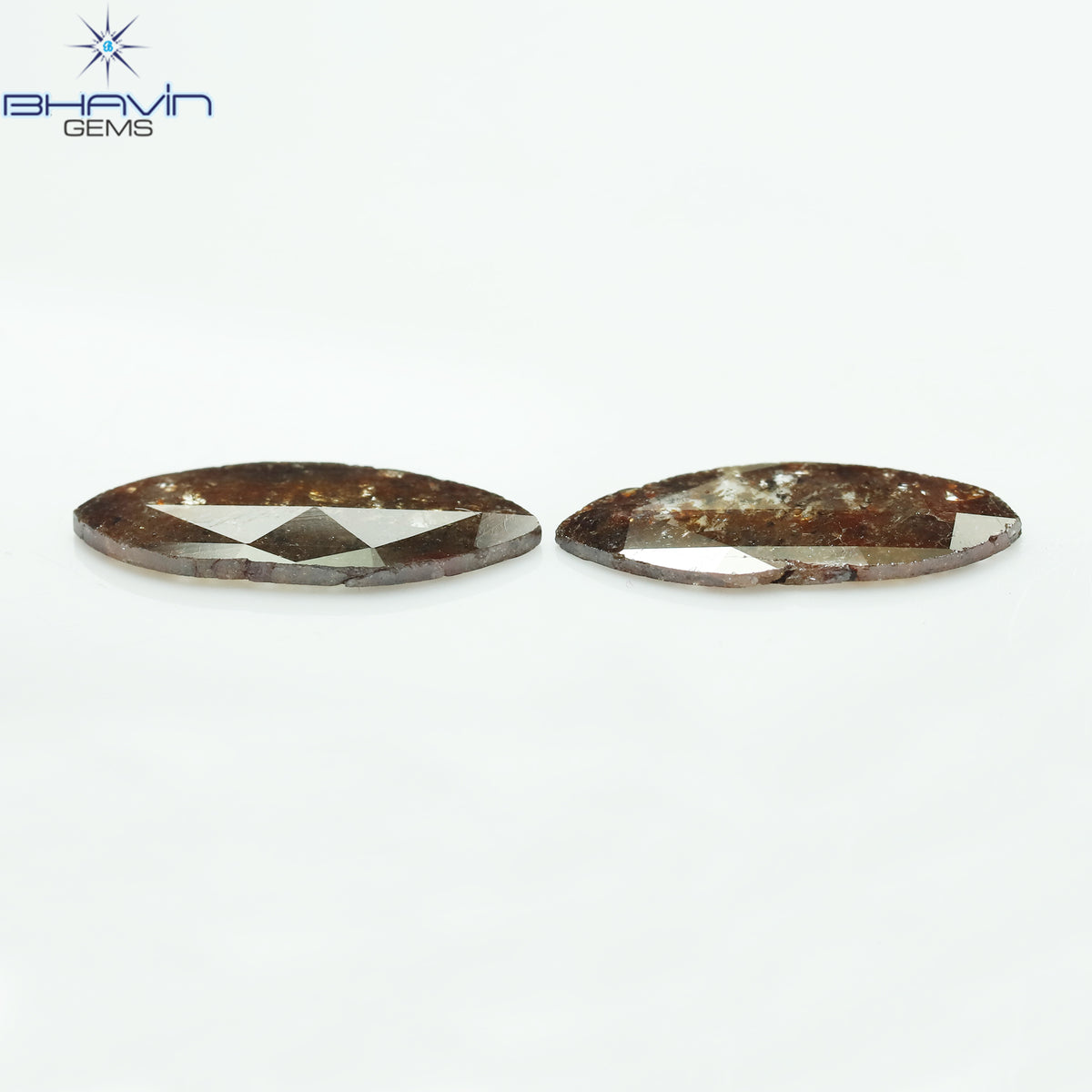 2.26 CT/2 Pcs Natural Marquise Slice Diamond Brown Color Clarity I3 (14.66 MM)
