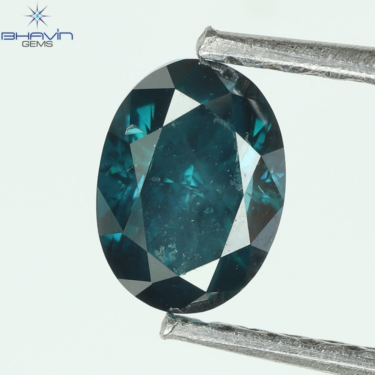 0.52 CT Natural Oval Diamond Enhanced Greenish Blue Color Clarity SI2 (5.40 MM)