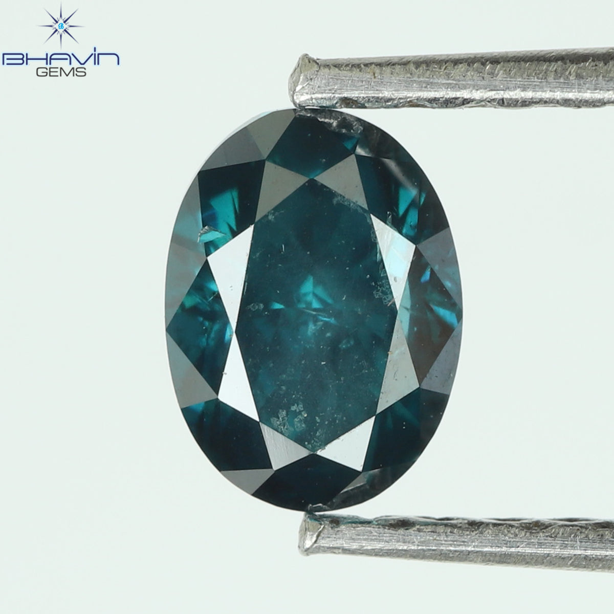 0.52 CT Natural Oval Diamond Enhanced Greenish Blue Color Clarity SI2 (5.40 MM)