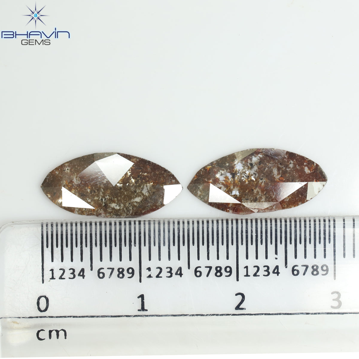 2.26 CT/2 Pcs Natural Marquise Slice Diamond Brown Color Clarity I3 (14.66 MM)
