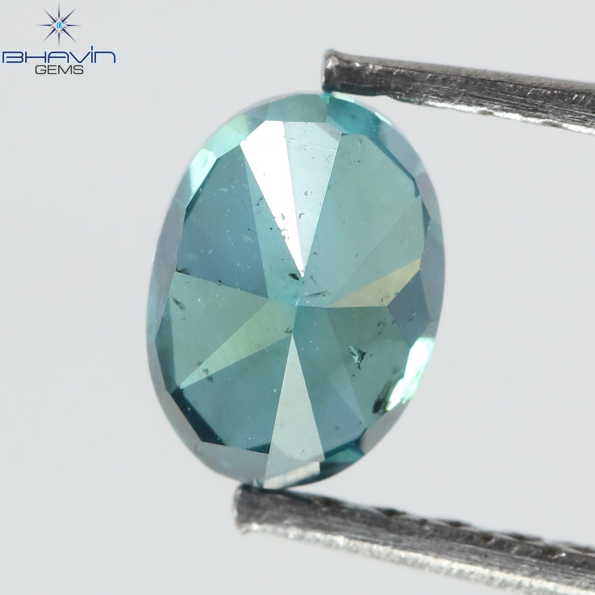 0.52 CT Natural Oval Diamond Enhanced Greenish Blue Color Clarity SI2 (5.40 MM)