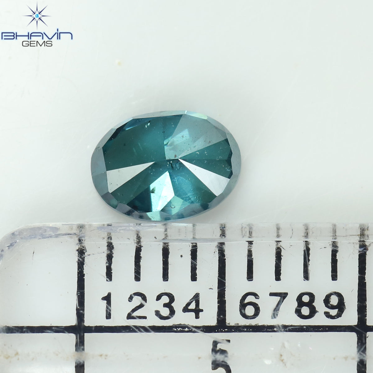 0.52 CT Natural Oval Diamond Enhanced Greenish Blue Color Clarity SI2 (5.40 MM)