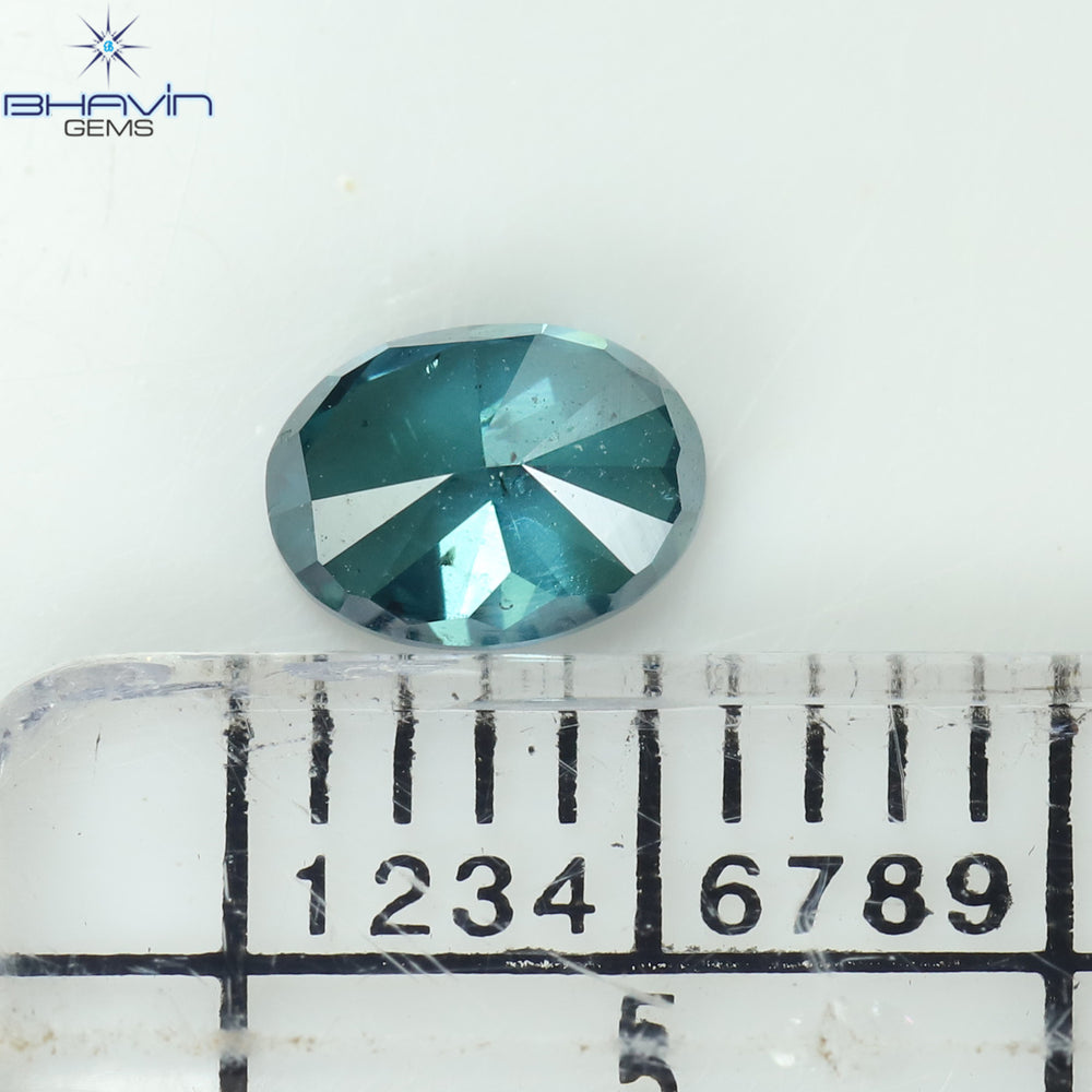0.52 CT Oval Shape Enhanced Blue Color Natural Diamond SI2 Clarity (5.40 MM)