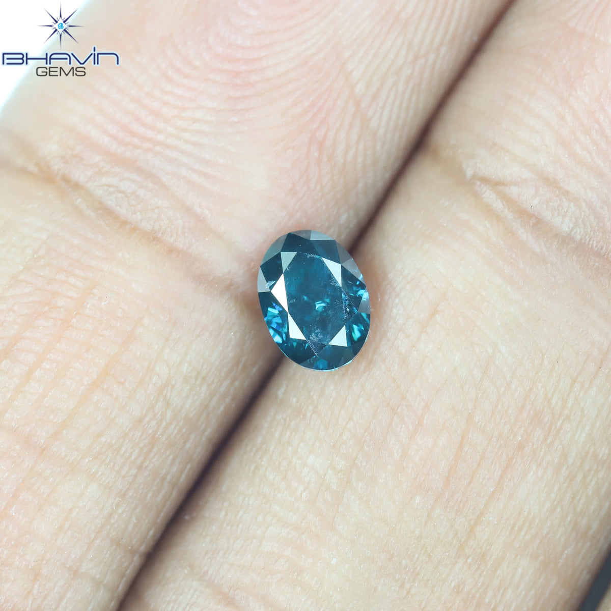 0.52 CT Natural Oval Diamond Enhanced Greenish Blue Color Clarity SI2 (5.40 MM)