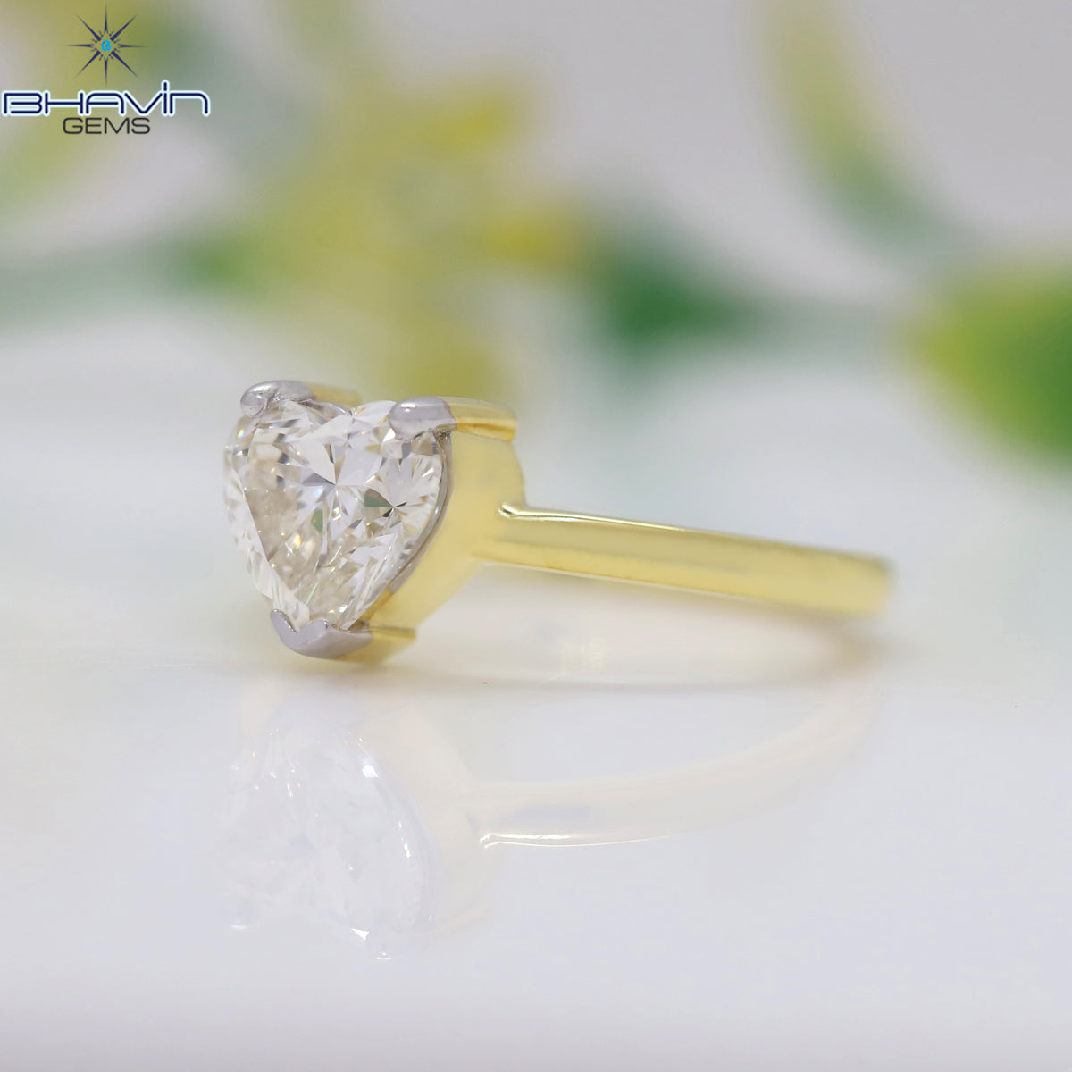 Natural Heart Diamond Engagement Ring in Solid Gold