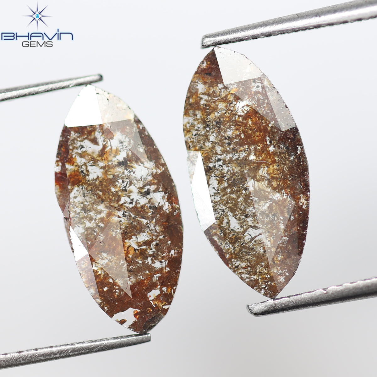 2.26 CT/2 Pcs Natural Marquise Slice Diamond Brown Color Clarity I3 (14.66 MM)