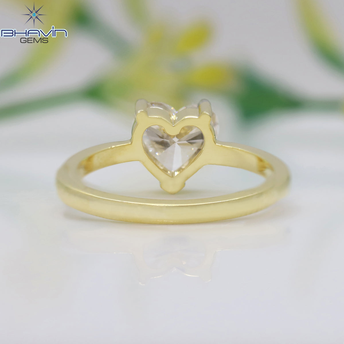 Natural Heart Diamond Engagement Ring in Solid Gold