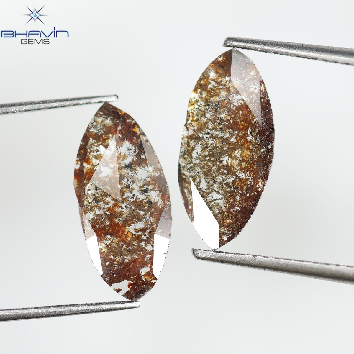 2.26 CT/2 Pcs Natural Marquise Slice Diamond Brown Color Clarity I3 (14.66 MM)