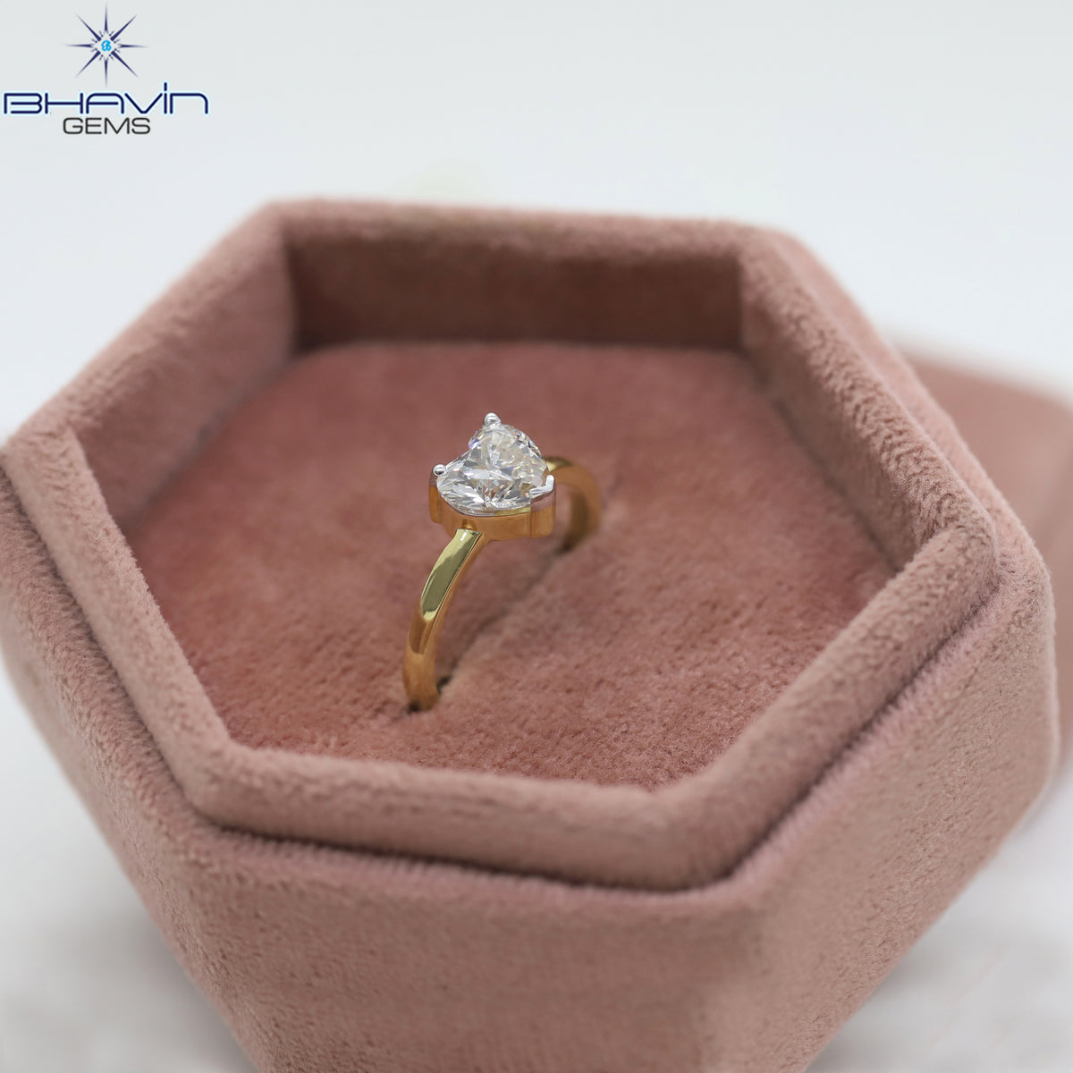 Natural Heart Diamond Engagement Ring in Solid Gold