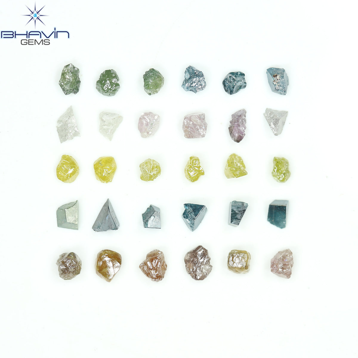 5.22 CT/41 Pcs Natural Rough Diamond Enhanced Mix Fancy Color Clarity I3 (3.41 MM)