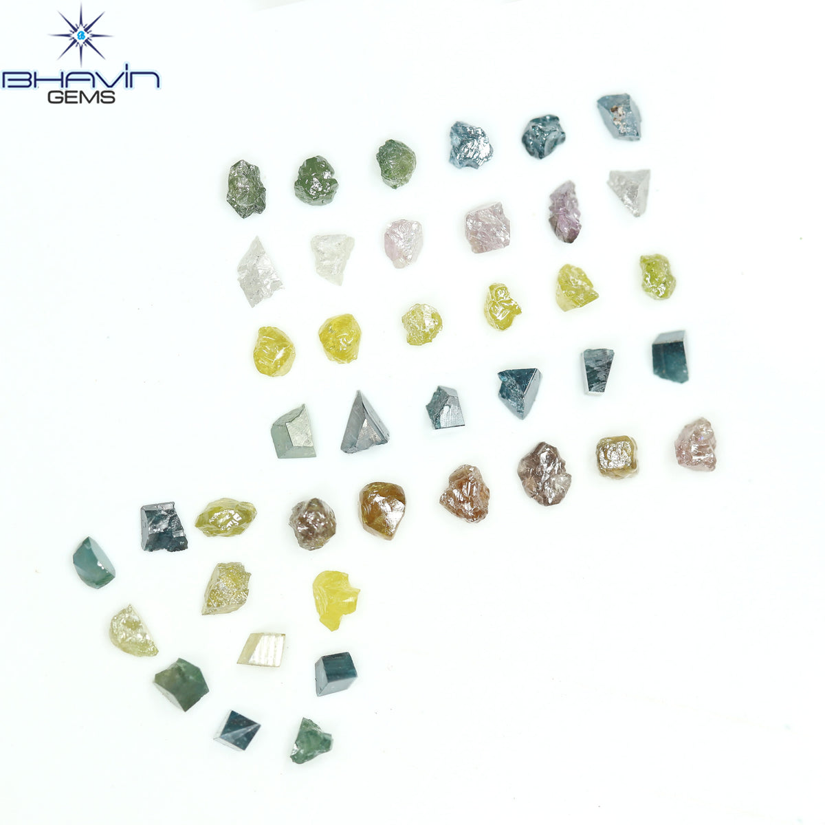 5.22 CT/41 Pcs Natural Rough Diamond Enhanced Mix Fancy Color Clarity I3 (3.41 MM)