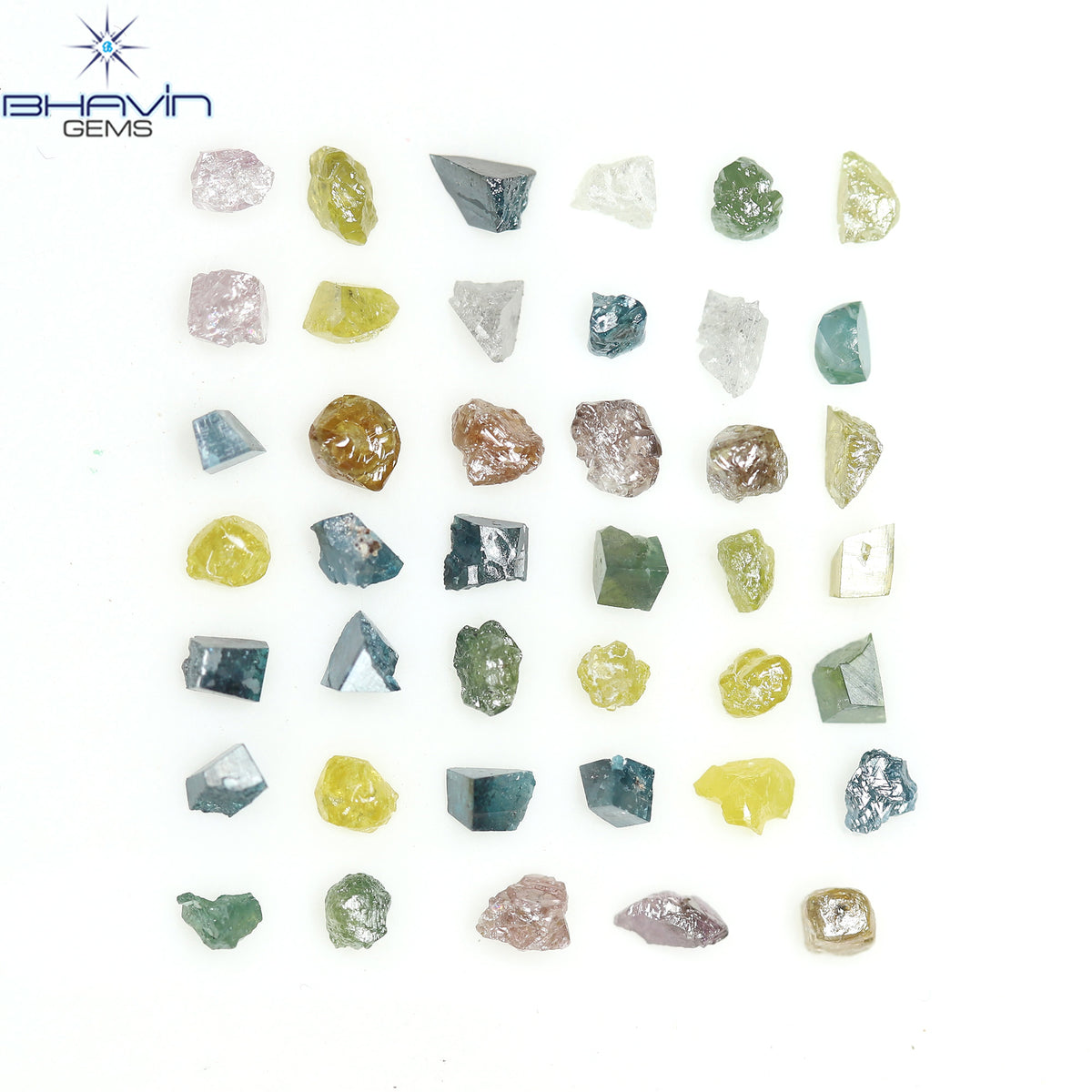 5.22 CT/41 Pcs Natural Rough Diamond Enhanced Mix Fancy Color Clarity I3 (3.41 MM)