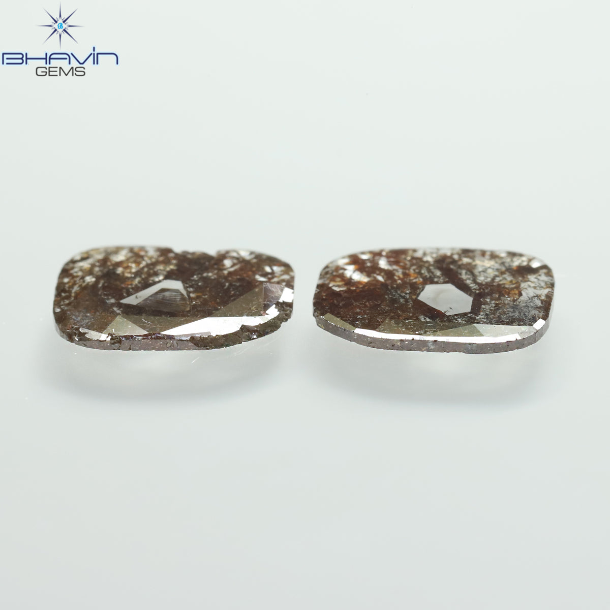 2.27 CT/2 Pcs Natural Uncut Slice Diamond Brown Color Clarity I3 (10.79 MM)