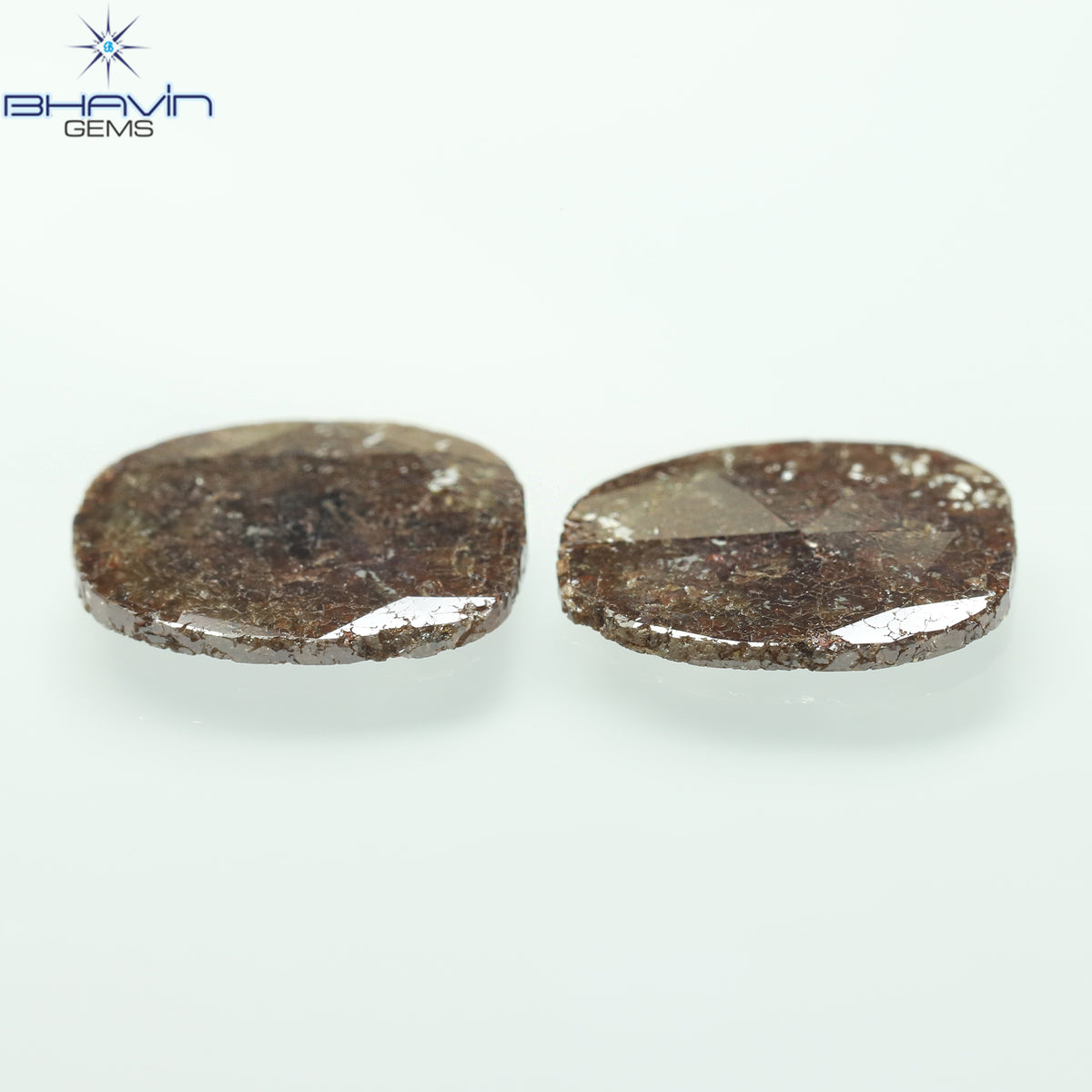 3.43 CT/2 Pcs Natural Uncut Slice Diamond Brown Color Clarity I2 (11.72 MM)