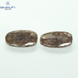 3.43 CT (2 Pcs) Uncut Slice Shape Natural Diamond Brown Color I3 Clarity (11.72 MM)