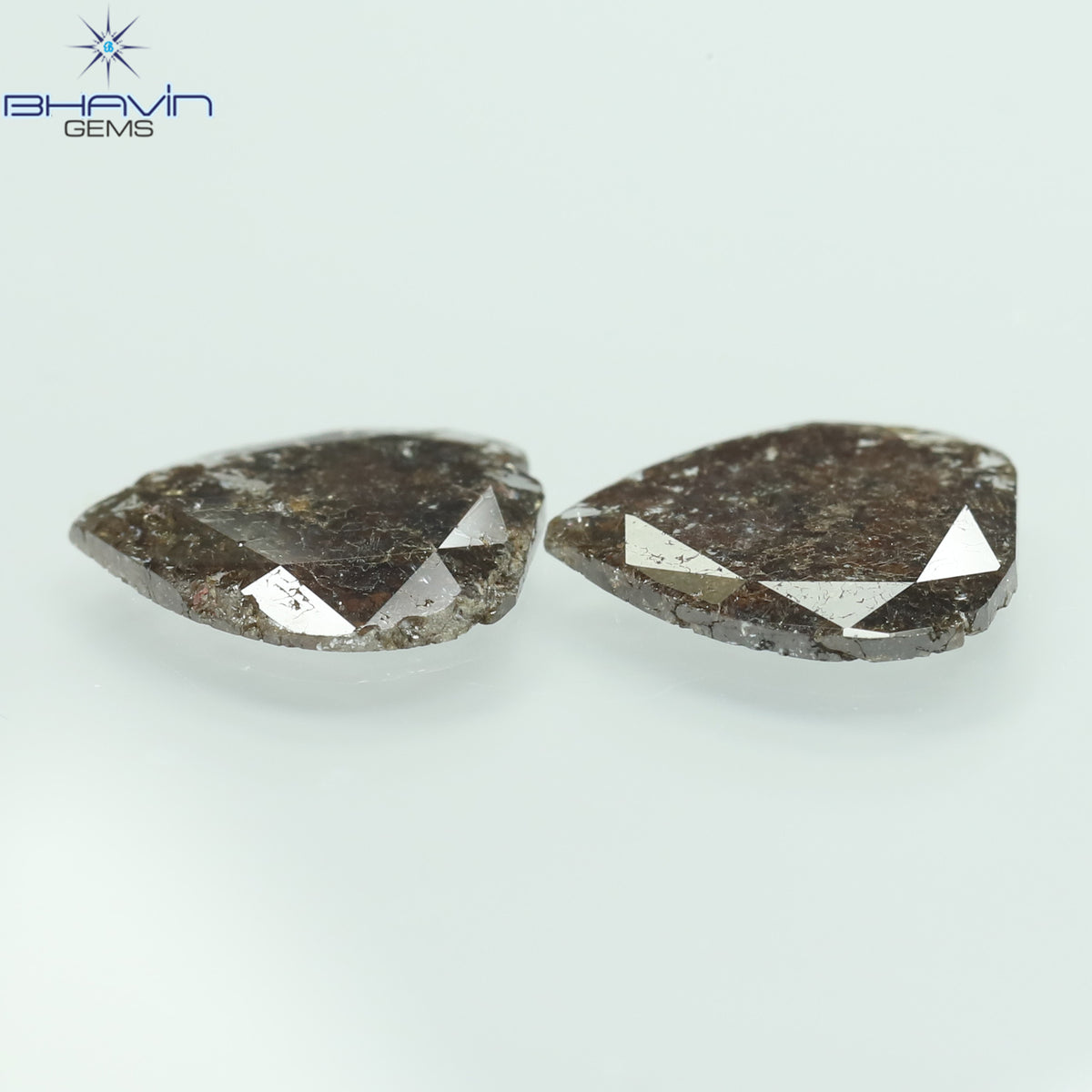 2.75 CT (2 ピース) ペアー スライス シェイプ ナチュラル ダイヤモンド ブラウン カラー I3 クラリティ (11.55 MM)