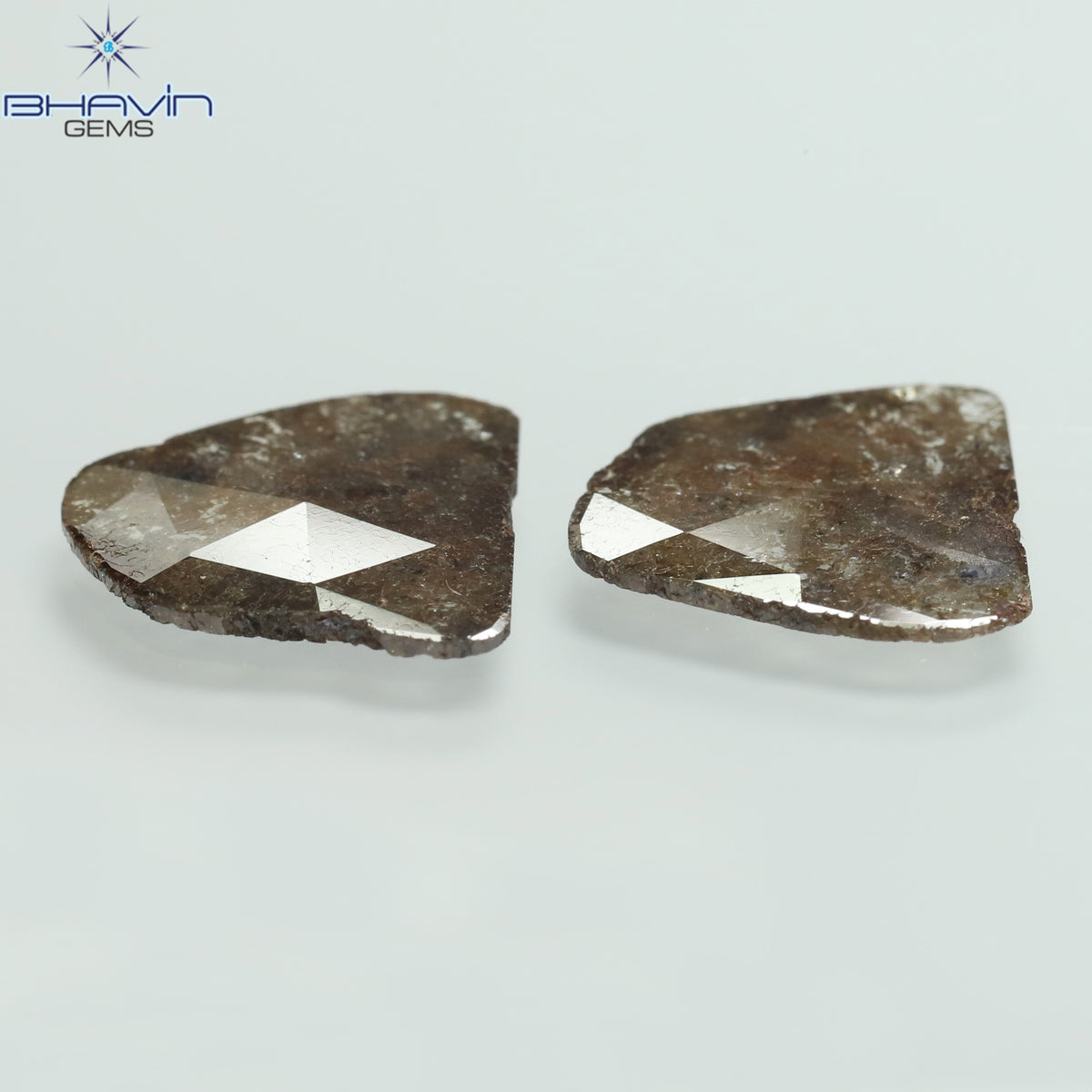 3.25 CT (2 個) ペアー スライス シェイプ ナチュラル ダイヤモンド ブラウン カラー I3 クラリティ (11.72 MM)