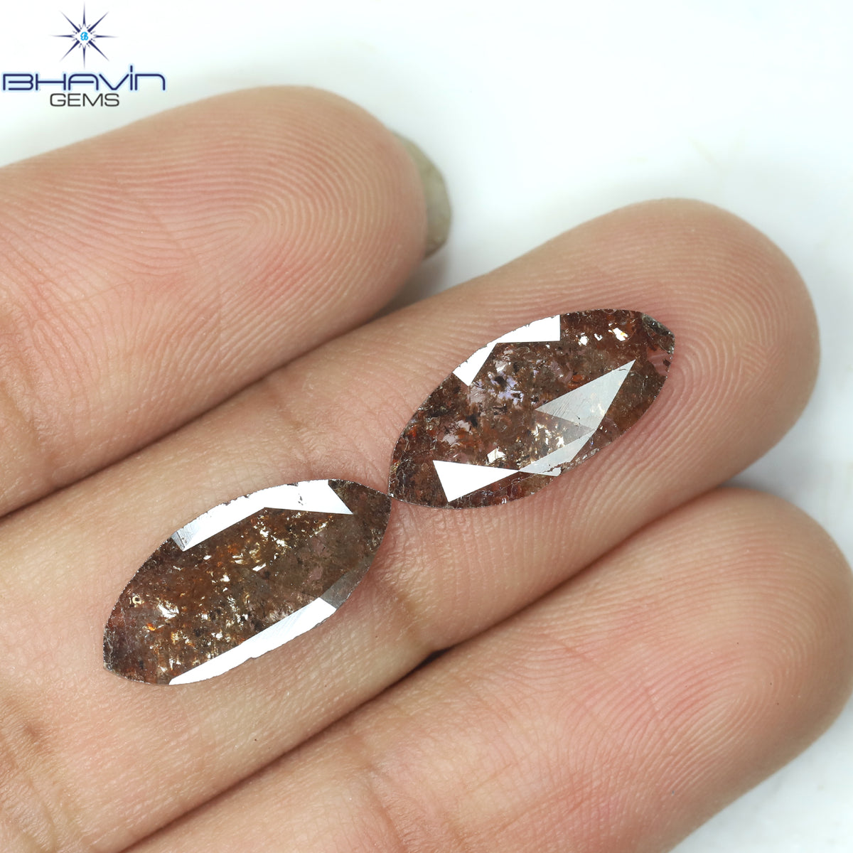 2.26 CT/2 Pcs Natural Marquise Slice Diamond Brown Color Clarity I3 (14.66 MM)