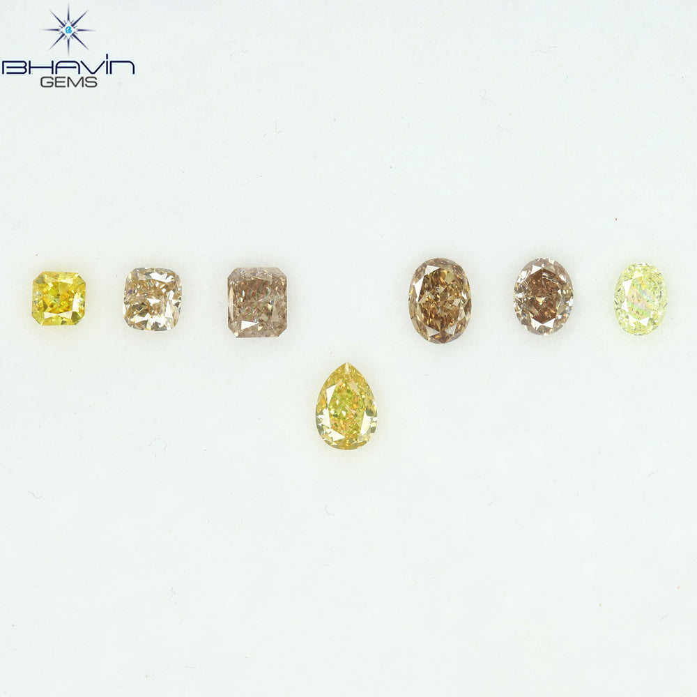 1.77 CT/7 Pcs Natural Mix Diamond Mix Fancy Color Clarity SI (4.82 MM)