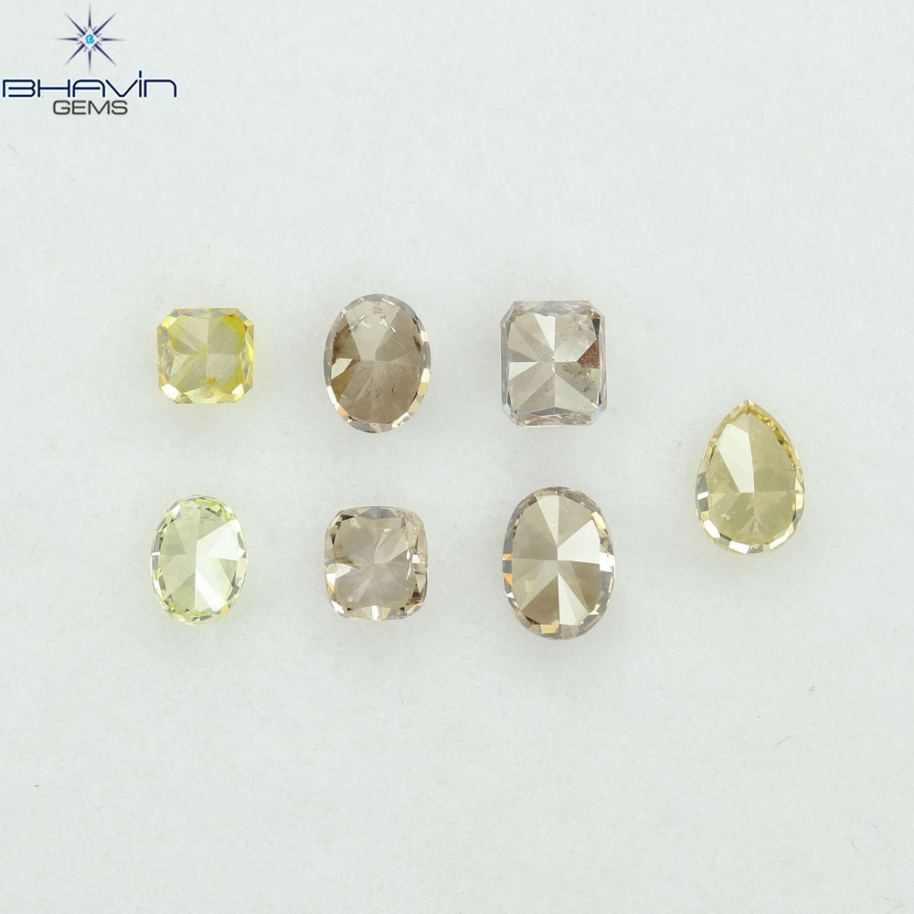 1.77 CT/7 Pcs Natural Mix Diamond Mix Fancy Color Clarity SI (4.82 MM)