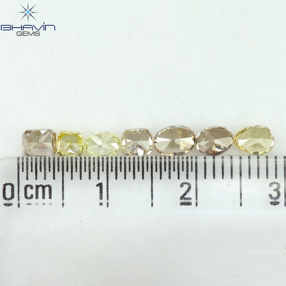 1.77 CT/7 Pcs Natural Mix Diamond Mix Fancy Color Clarity SI (4.82 MM)