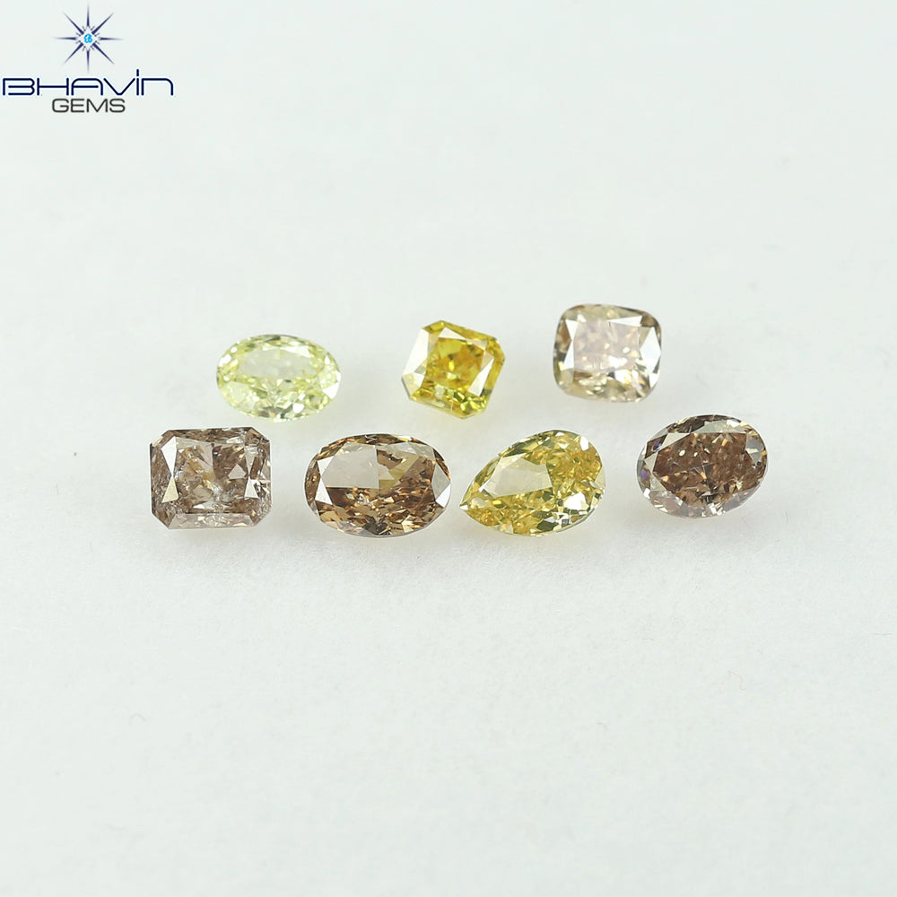 1.77 CT/7 Pcs Natural Mix Diamond Mix Fancy Color Clarity SI (4.82 MM)