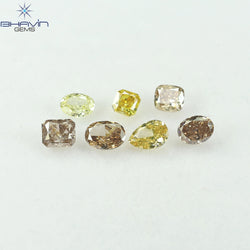1.77 CT/7 Pcs Natural Mix Diamond Mix Fancy Color Clarity SI (4.82 MM)
