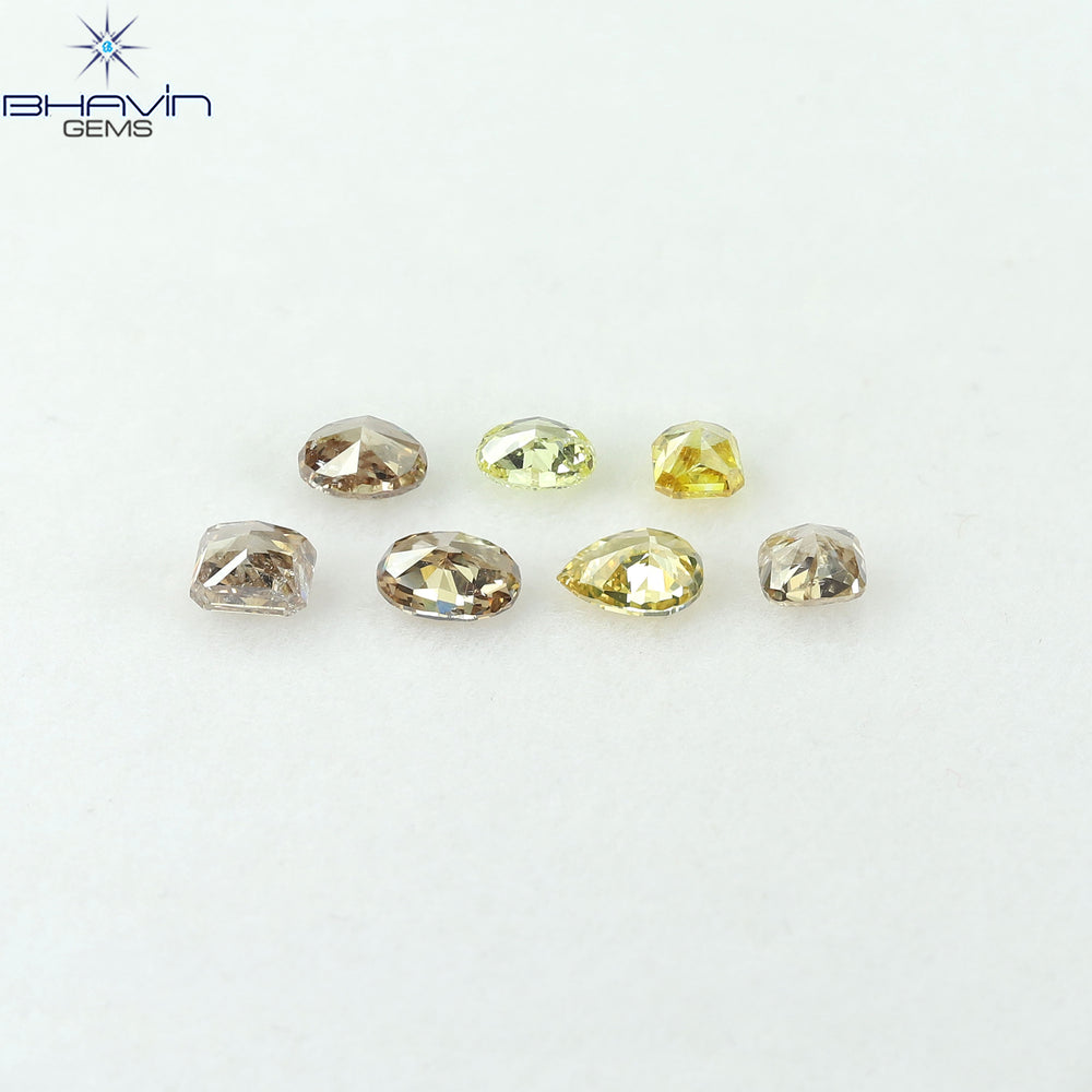 1.77 CT/7 Pcs Natural Mix Diamond Mix Fancy Color Clarity SI (4.82 MM)