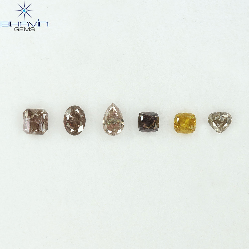 1.19 CT/6 Pcs Natural Mix Diamond Mix Fancy Color Clarity I1 (4.60 MM)