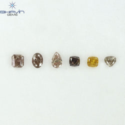 1.19 CT/6 Pcs Natural Mix Diamond Mix Fancy Color Clarity I1 (4.60 MM)