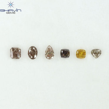 1.19 CT/6 Pcs Natural Mix Diamond Mix Fancy Color Clarity I1 (4.60 MM)