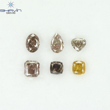 1.19 CT/6 Pcs Natural Mix Diamond Mix Fancy Color Clarity I1 (4.60 MM)