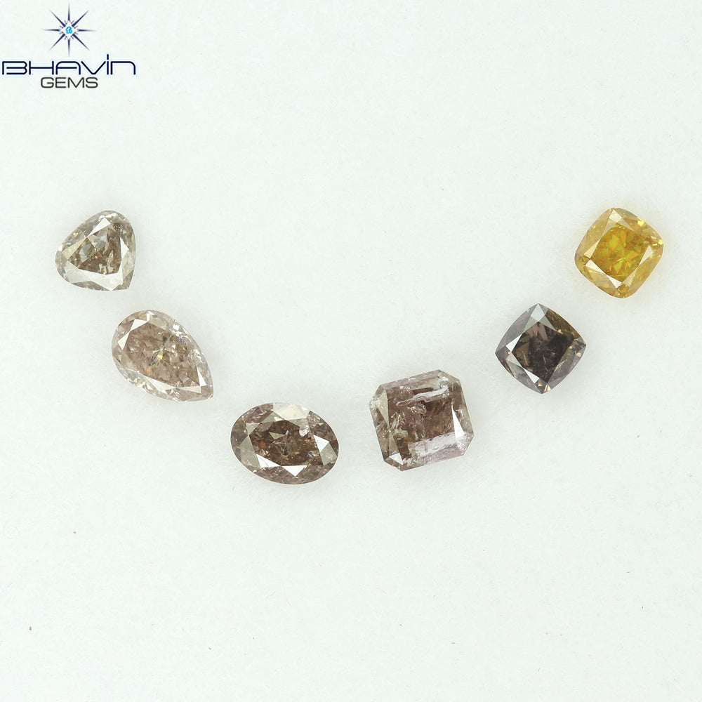 1.19 CT/6 Pcs Natural Mix Diamond Mix Fancy Color Clarity I1 (4.60 MM)
