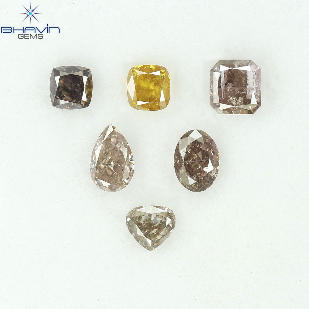 1.19 CT/6 Pcs Natural Mix Diamond Mix Fancy Color Clarity I1 (4.60 MM)