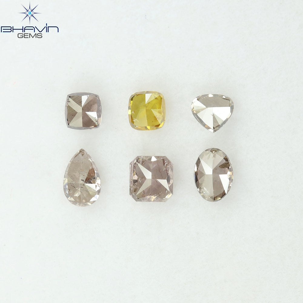1.19 CT/6 Pcs Natural Mix Diamond Mix Fancy Color Clarity I1 (4.60 MM)