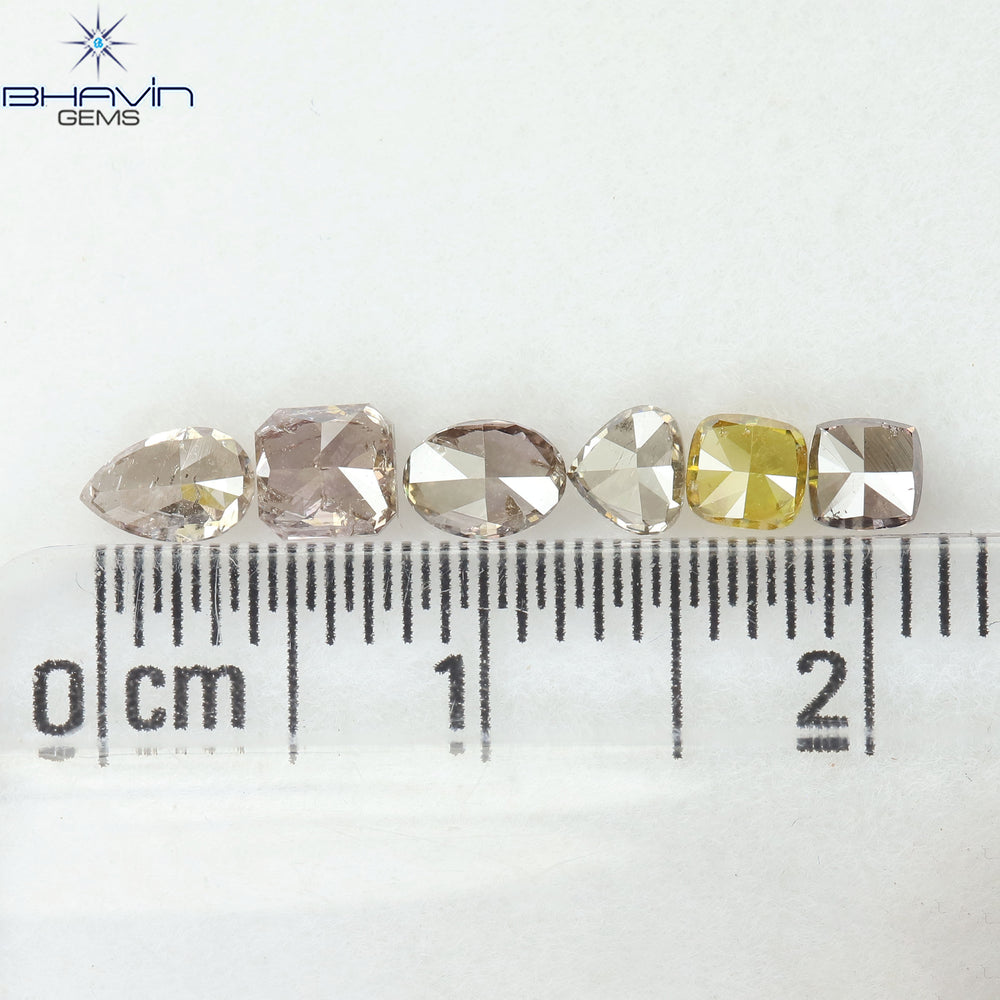 1.19 CT/6 Pcs Natural Mix Diamond Mix Fancy Color Clarity I1 (4.60 MM)