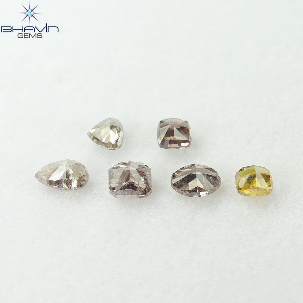 1.19 CT/6 Pcs Natural Mix Diamond Mix Fancy Color Clarity I1 (4.60 MM)