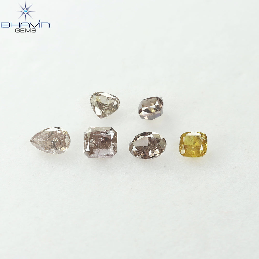 1.19 CT/6 Pcs Natural Mix Diamond Mix Fancy Color Clarity I1 (4.60 MM)