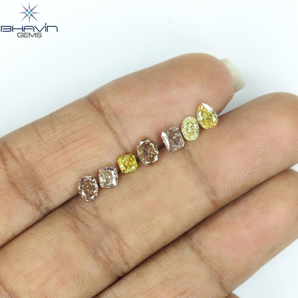 1.77 CT/7 Pcs Natural Mix Diamond Mix Fancy Color Clarity SI (4.82 MM)